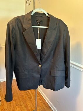 Quince 100% European Linen Structured Blazer Black